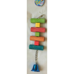Bird Brainers Toy 12 Inch With Wood Metal Clip Chain Bell North American Pet