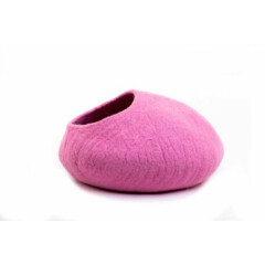 Taffy Pink Felted Cat Cave - Handmade Cat House- Modern Pet Furniture From Nepal