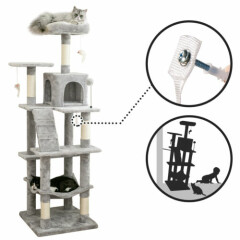 63.8" Cat Tree for Large Cat Tower Condo Scratching Post Pet Kitty Play House