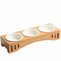 Ceramic Bowl Dog Cat Feeder Elevated Raised Stand Feeding Food Water Pet Dishes