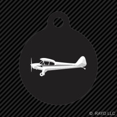 Side View Piper J3 Cub Airplane Keychain Round with Tab engraved many colors
