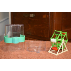 2 PARAKEET PARROT COCKATIEL CANARY ITEMS: ACRYLIC SEED FEEDER + FERRIS WHEEL TOY