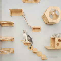 Wall Mounted Cat Climbing Frame Cat Tree Solid Wood Cat Jumping Platform Wall Di