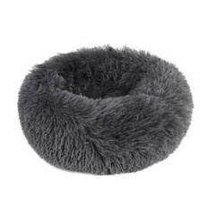 27inch Round Plush Pet Bed Donut Puppy Cat Pet Bed Dark Gray