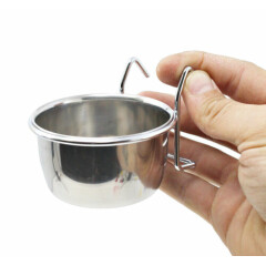 800113 Stainless Steel 5 oz Cage Coop Hook Cup Bird Dog Animal Food Water Bowl