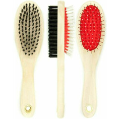 2 in 1 Wooden Dog Brush Cat Puppy DOUBLE SIDED Dog Grooming Kit Pet hair Remover