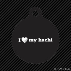 I Love my Hachi Keychain Round with Tab dog engraved many colors hachiroku AE86