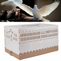 Folding Bird Pet Cage+2Side Doors Racing Pigeon Carrier Plastic Box Poultry Cage