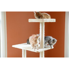 57" Glee Pet Cat Tree Condo House Scratching Post Perch Tower Furniture Beige