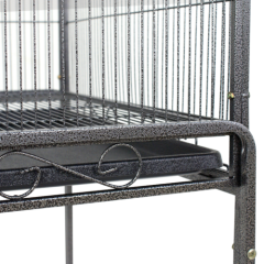 53" Rolling Bird Cage Large Wrought Iron Cage Medium Pet House Removable Tray