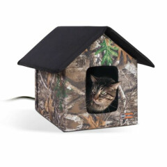 K&H Pet Products Realtree Thermo Outdoor Kitty House Camo - Cat House 22x18x17