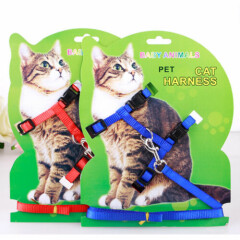 4Color Nylon Pet Cat Harness Leash AdjustableTraction Belt Kitten Halter Collar