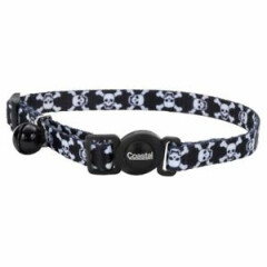 Safe Cat Fashion Adjustable Breakaway Cat Collar Black Skulls Black 3/8 In X...