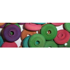 40 Bird Toy Parts 1" Colored Wood Wheels Parrot Toy Round Craft Parts W/1/4 Hole