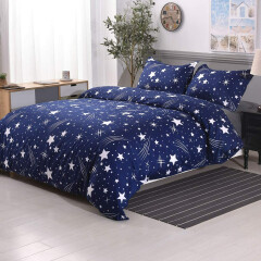 YMY Lightweight Microfiber Bedding Duvet Cover Set, Cute Star Pattern (Blue, Que