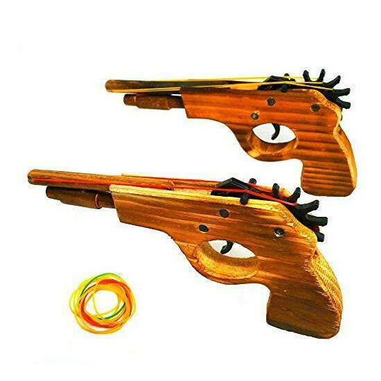 Adventure Awaits! - 2-Pack Rubber Band Gun - Quality Wood & Handmade - Easy Load Thumb {1}