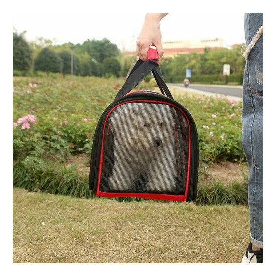 Perfect Red Pet Carrier Travel Breathable Mesh Cat Dog Foldable Transport Case image {6}