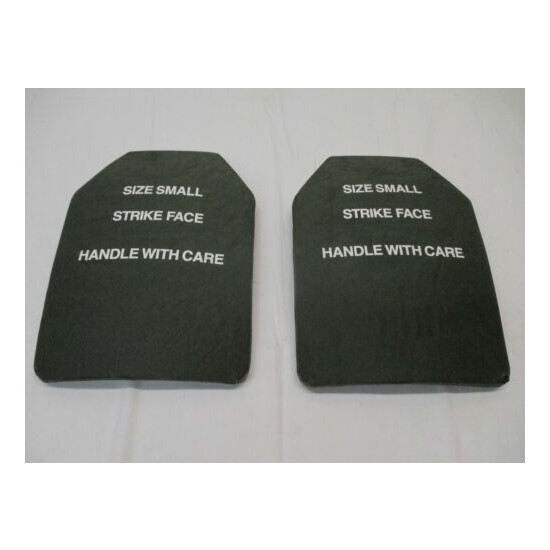 (2) BODY ARMOR INSERTS LEVEL 3 CERAMIC STRIKE PLATES SMALL 9x12 FRONT & BACK Thumb {1}