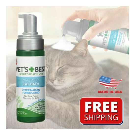 Cat Bath No-Rinse Waterless Dry Shampoo 4 Oz Soothes Itchy Dry Skin And Coat image {1}