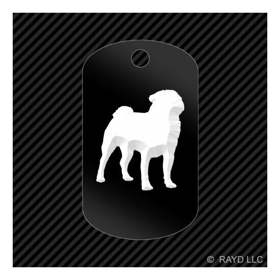 Pug Keychain GI dog tag engraved many colors dog canine pet image {1}