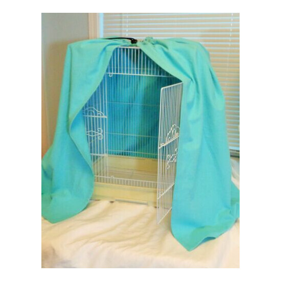 EXTRA LARGE Bird CAGE COVER 100% Cotton Flannel AQUA BLUE image {3}