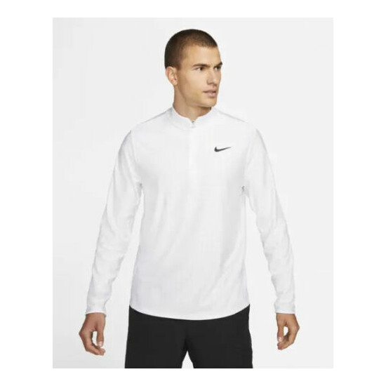NikeCourtDri-FIT Advantage Mens 1/2 Zip Tennis Top White Size Medium CV2866-100 image {1}