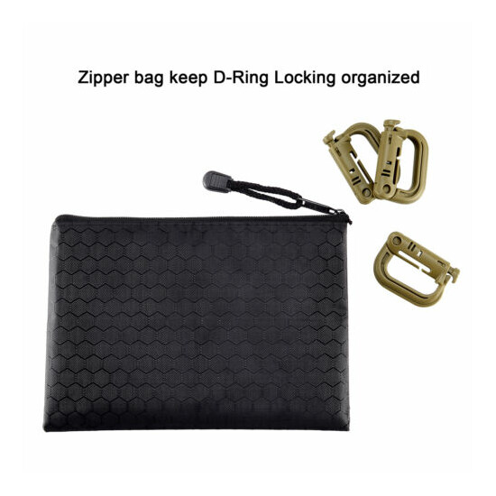 10 Pcs Multipurpose D-Ring Grimloc Locking for Molle Webbing with Zippered Pouch image {45}