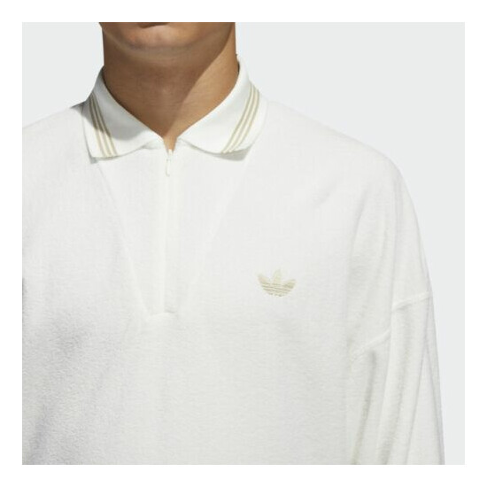 Adidas Men's Bouclette 1/4 Zip Shirt, Off White image {3}