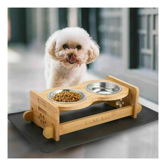 Adjustable Elevated Raised Pet Dog/Cat Feeder Bowl Food Water Stand+2 Bowls h 23 image {3}