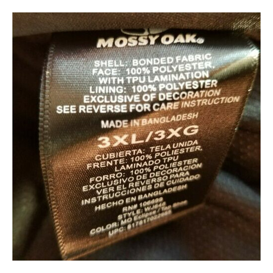 3X 2X XL Mossy Oak Eclipse Tricot Scent Control Waterproof Camo Coat Jacket Wind Thumb {8}