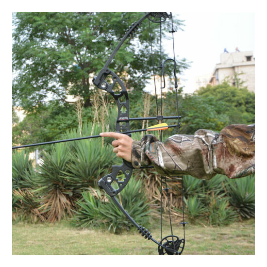 Compound Bow Carbon Arrows Set 30-55lbs Adjustable Archery Bow Shooting Hunting Thumb {6}