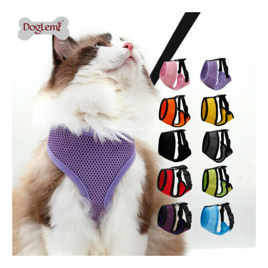 Mew Cat Harness Lightweight, Adjustable Kitty Vest, Escape Proof, meow meow image {3}