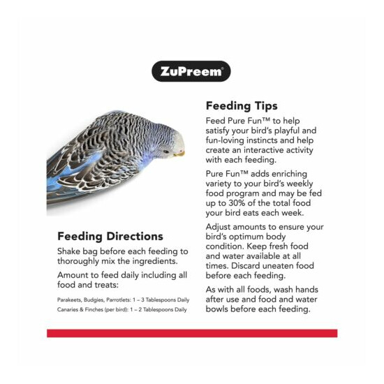 ZuPreem Pure Fun Bird Food for Small Birds, 2 lb Bag | Powerful Blend of Seed... image {2}
