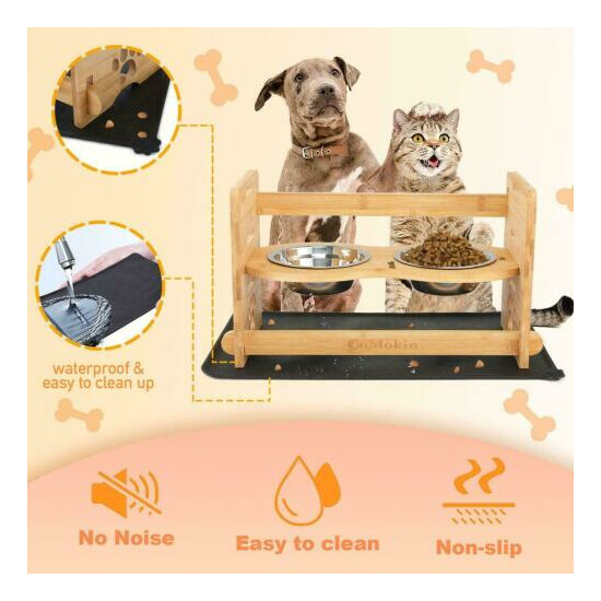 Pet Feeder Adjustable Elevated Dog Bowls Stand Bamboo Dog Feeding Station 2022^^ image {3}