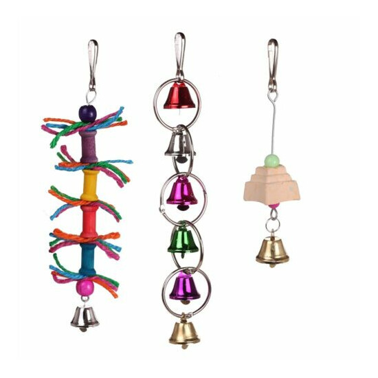 8pcs Bird Ladder Swing Toys Play Set fun Colorful Hanging Bells for Bird Cages image {3}