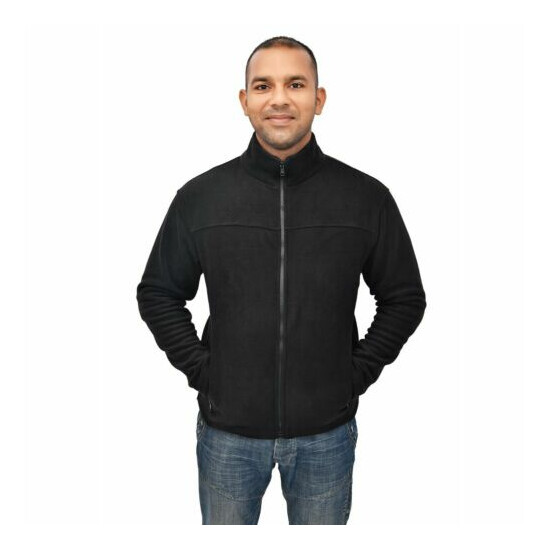 Men's Active Full Zip Soft Fleece Jacket Shirt Outdoor Active Wear Black FLHD1  Thumb {4}