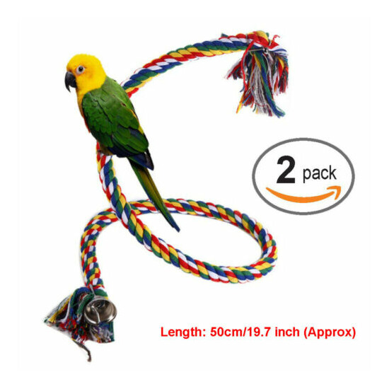 2 PACKS Parrot Hanging Braided Budgie Chew Rope Bird Cage Toy Stand Swing NEW image {3}
