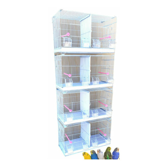 4-Stackable Breeding Bird Aviary Cages Side Nest Doors With Center Dividers  image {1}