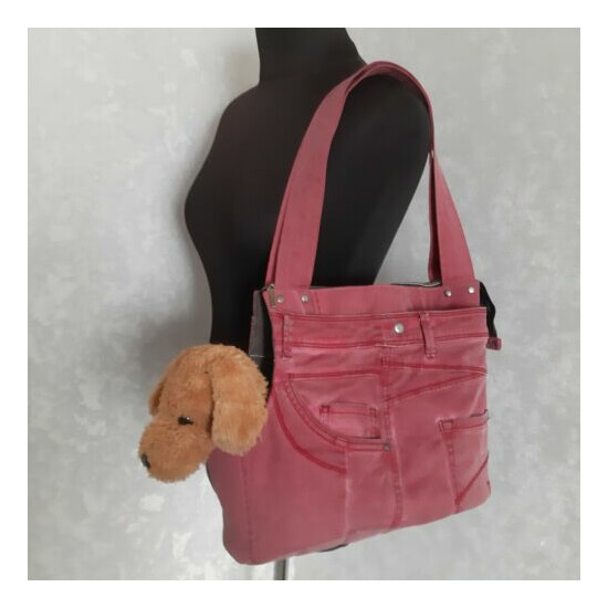 Handmade Denim bag for pets, Carrier small dogs, Portable bag-house image {2}