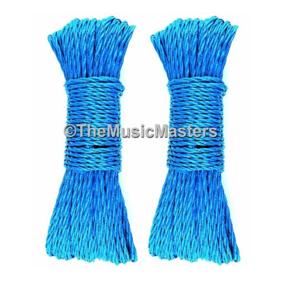(2) Blue 50ft Twisted Poly UTILITY ROPE Line Cargo Tie Down Cord Twine String Thumb {1}