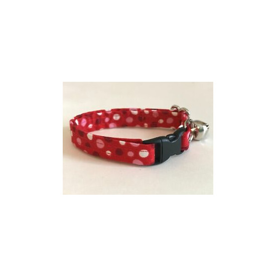 POLKA DOTS ON RED CAT OR KITTEN COLLAR (you choose the size) image {1}