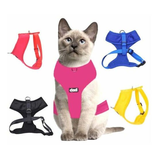 Cat Harness Pink Black Blue Yellow Red Waterproof Padded Adjustable S M L EX L image {1}