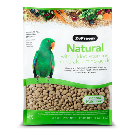 Zupreem Natural Birds Food Pellets Parrots Conures Healthy Vitamins Minerals 3Lb image {1}