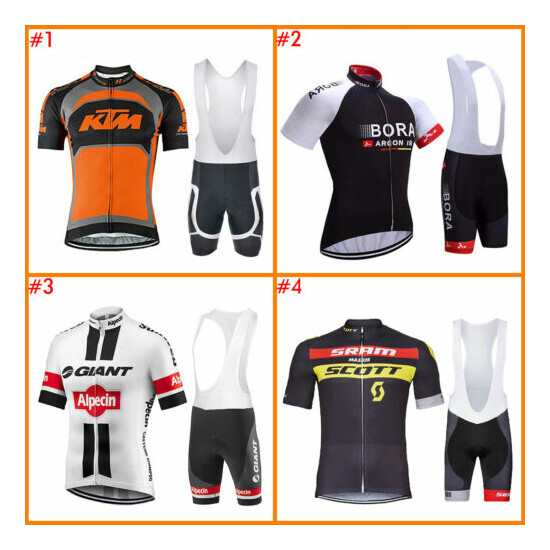 Mens Cycling Jersey Bib Shorts Set 2021 Summer Team Bike Outfits Bicycle Uniform image {1}