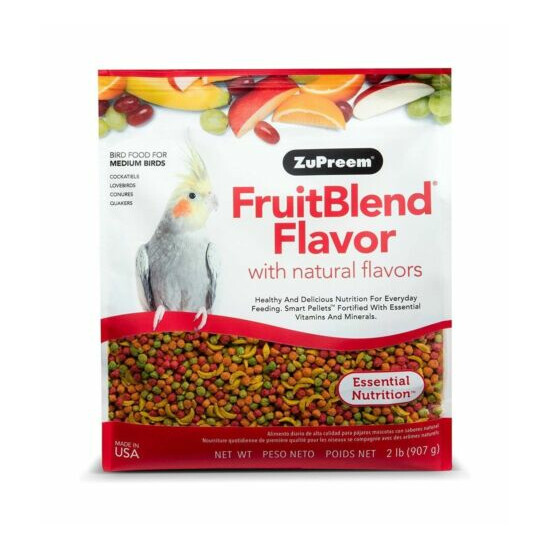 ZuPreem FruitBlend Pellets Medium Bird Food /Powerful Real Whole Grains 2Ib Bag image {1}