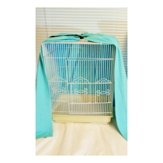 EXTRA LARGE Bird CAGE COVER 100% Cotton Flannel AQUA BLUE image {4}
