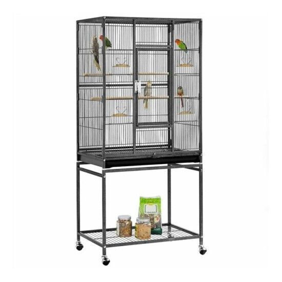 54inch Rolling Parrot Bird Cage for Cockatiel Parakeet Conure Lovebird Budgie image {1}