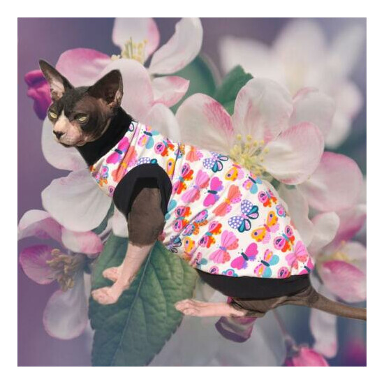 Sphynx Cat Shirt Butterfly Print - Clothes Clothing Cotton Coat Vest Jumper Girl image {1}