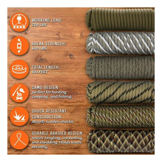 Camouflage Braided Rope 1/4 Inch All Purpose Utility Cord (Random Color) Thumb {4}