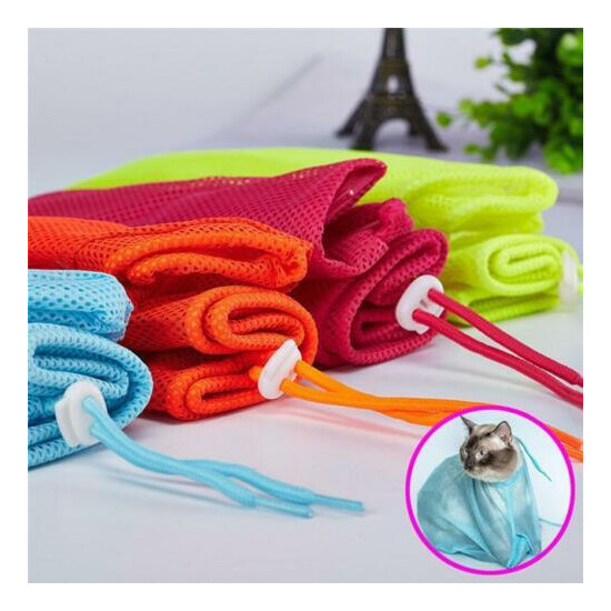 Mesh Pet Cat Grooming Restraint Bag For Bath Wash Nails Cutting Cleaning Bag SA image {1}